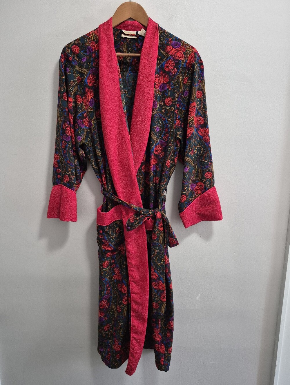 Victoria's Secret Vintage Gold Label Midi Length Floral Rose Paisley Robe Small
